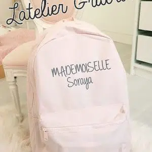 Sac à dos grand format rose personnalisé