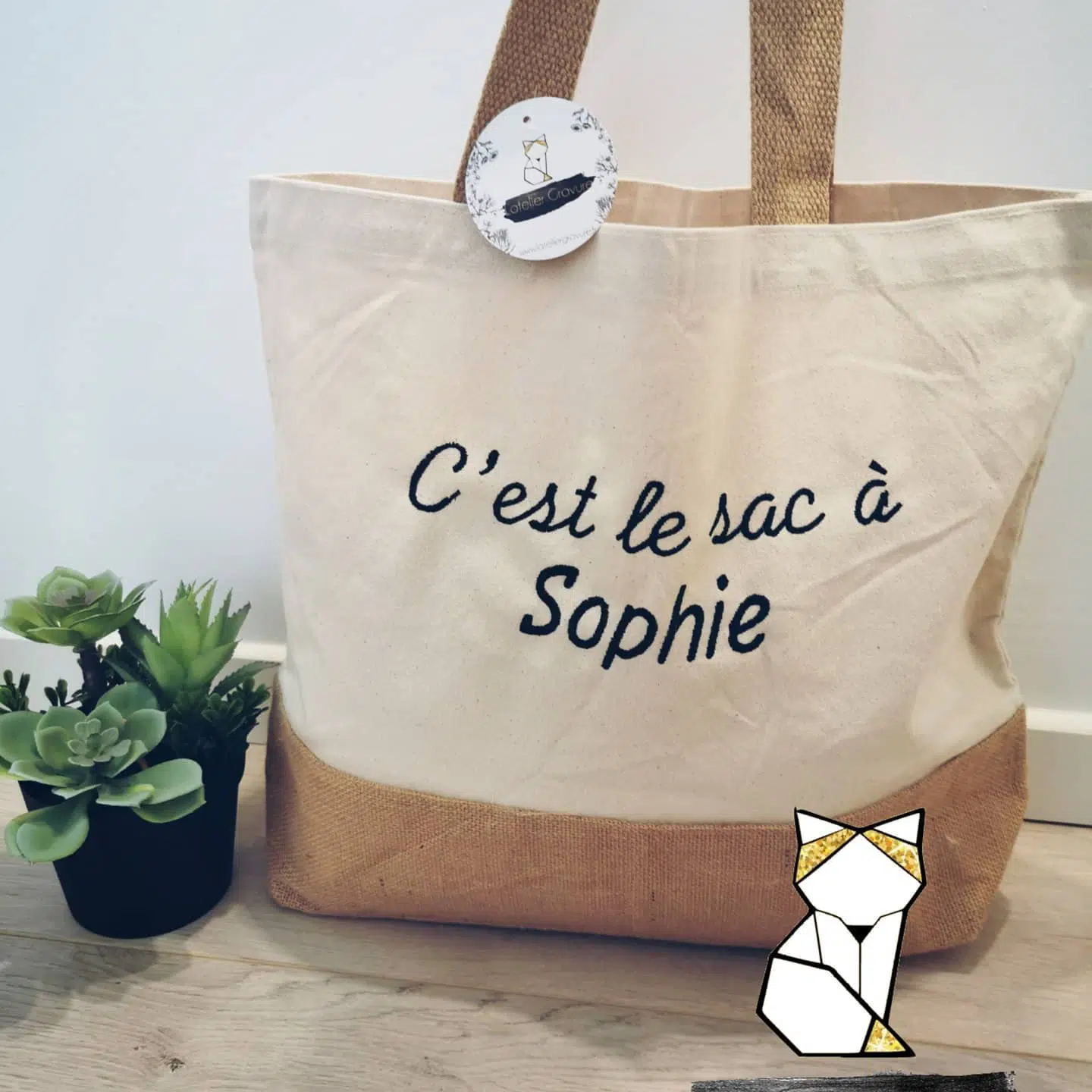 Sac coton & jute personnalisé – Image 3