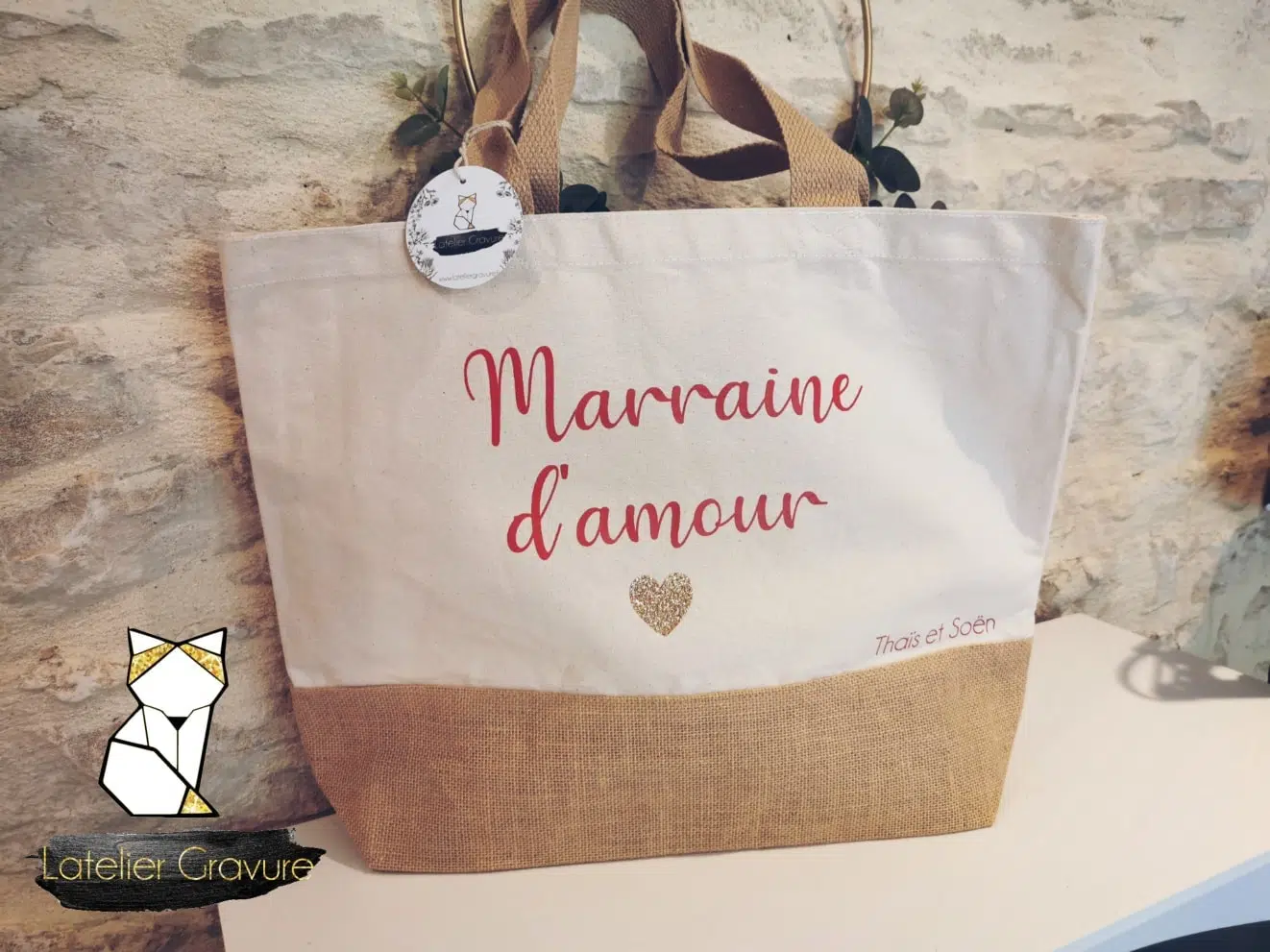 Sac coton & jute personnalisé – Image 2