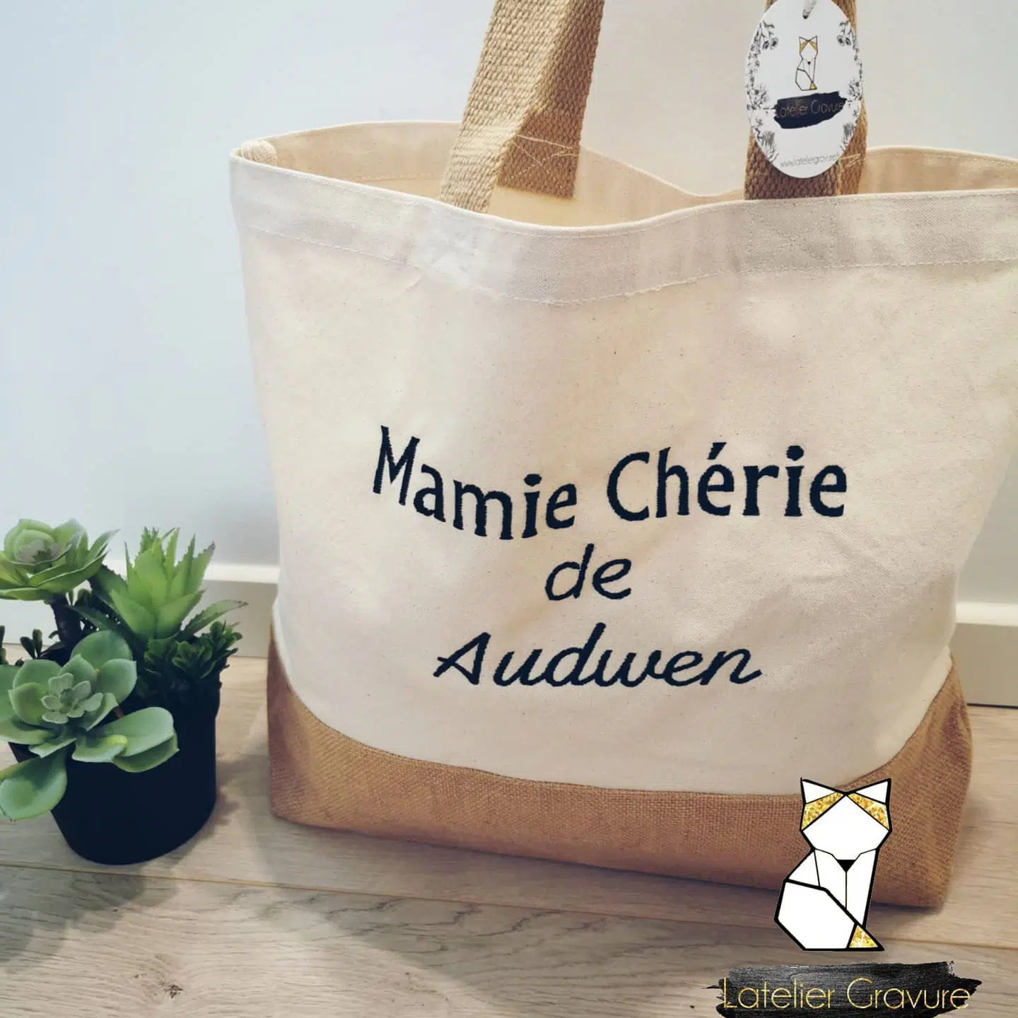 Sac coton & jute personnalisé – Image 4