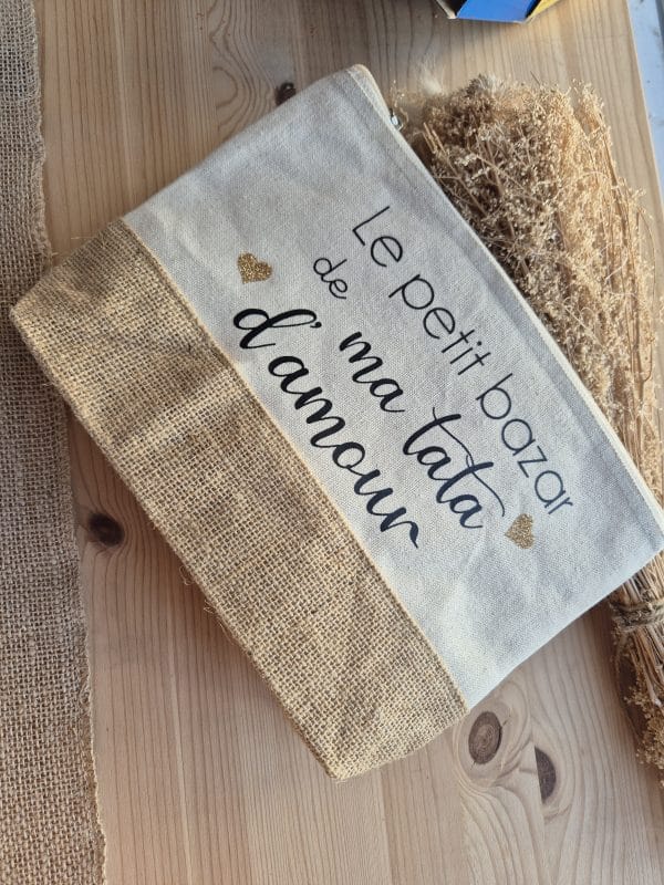 Trousse toile de jute et coton personnalisée – Image 11