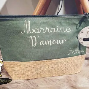 Trousse toile de jute et coton personnalisée