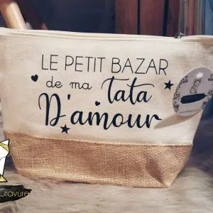 Trousse toile de jute et coton personnalisée