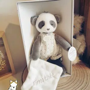 Pantin Panda mouchoir Doudou et compagnie à personnalisé
