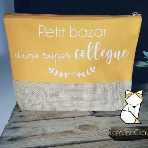 Trousse toile de jute et coton personnalisée