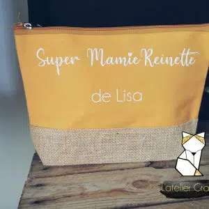 Trousse toile de jute et coton personnalisée
