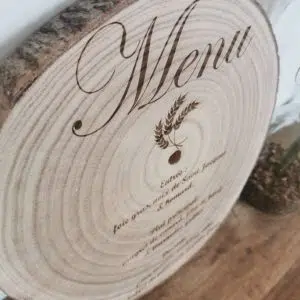 Menu de mariage – Rondin de bois