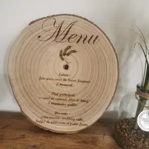 Menu de mariage – Rondin de bois