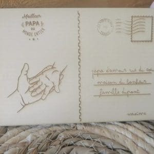 Carte postale en bois personnalisée famille