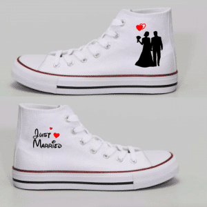Basket en toile Just married – Chaussure de mariage personnalisée