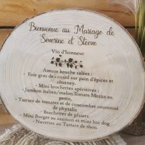 Menu de mariage – Rondin de bois