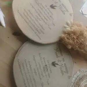 Menu de mariage – Rondin de bois