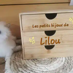 Cabinet de rangement bijoux et maquillage en bambou personnalisée