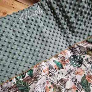 Grande couverture Bi matière Minky et coton personnalisée