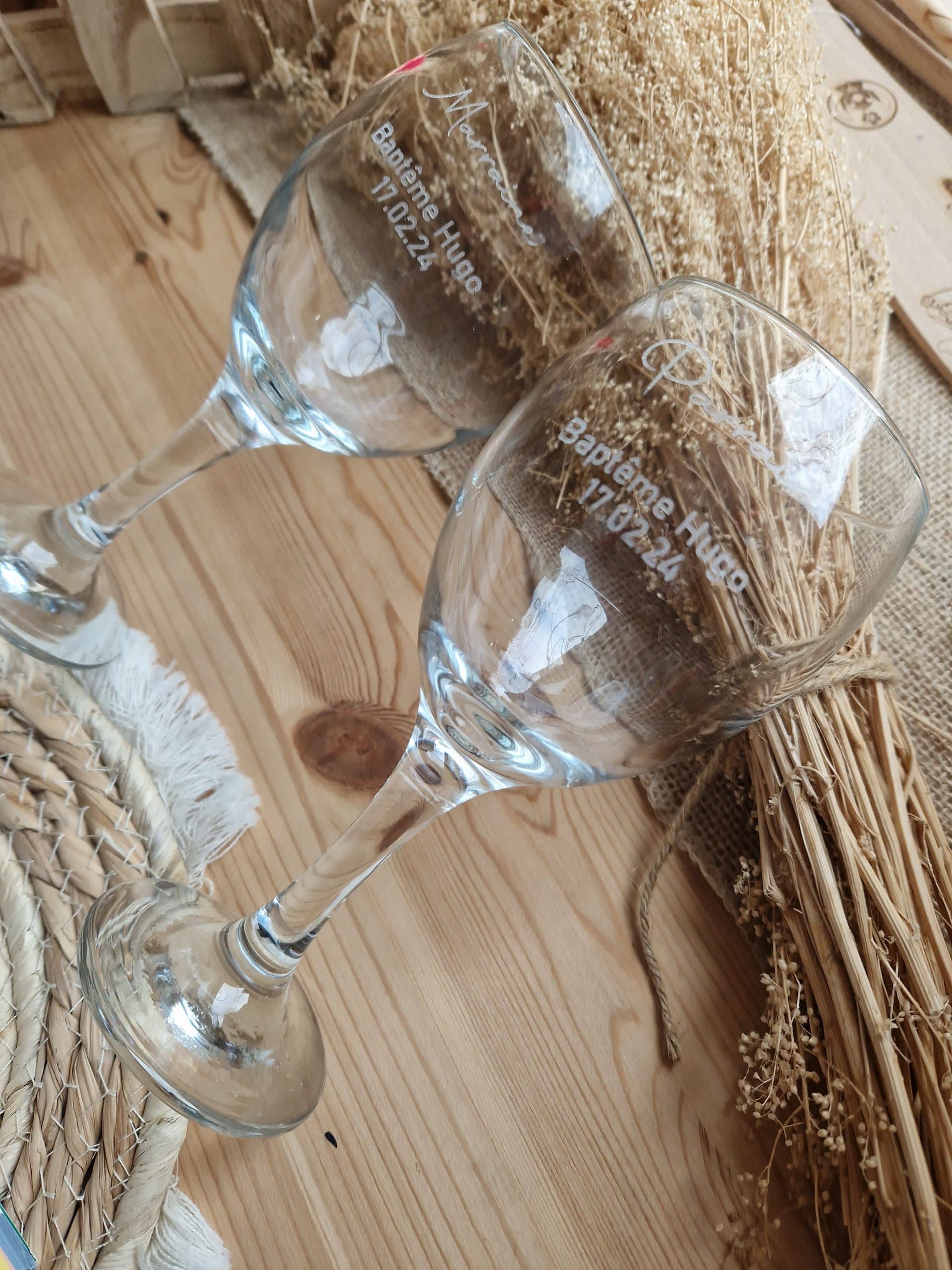 Verre personnalisé verre marraine et parrain Gravure sur verre mariage-Verre  Ricard, vin ou bière Gravure prénom Envoi offert en relay -  France