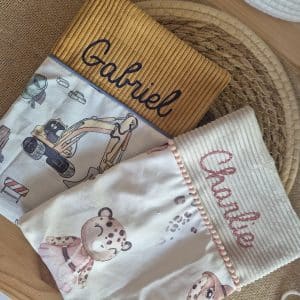 Protège carnet de santé Velours et coton – Personnalisé