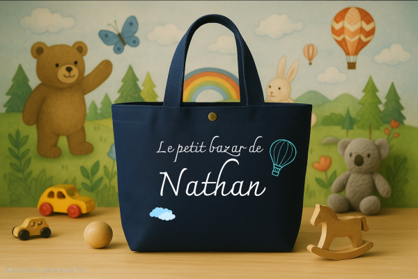 Grand sac en coton - Panier de transport coton bio - Sac à jouets personnalisé