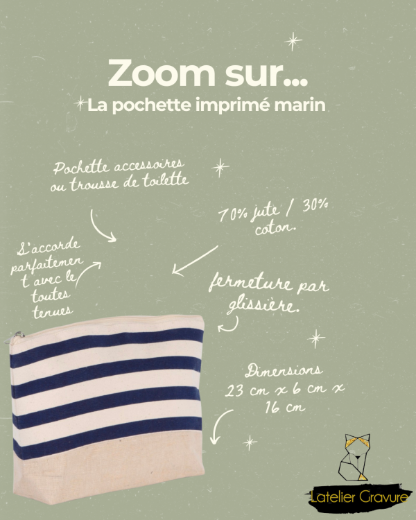 Pochette - trousse imprimé marin a personnaliser. – Image 4