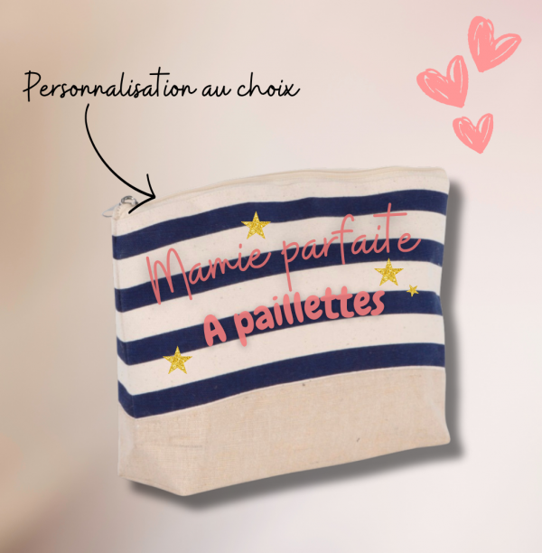 Pochette - trousse imprimé marin a personnaliser.