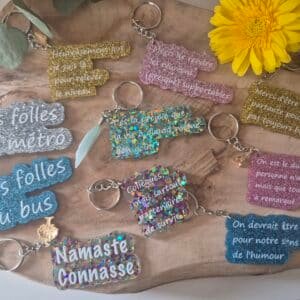 Porte-clés Paillette à message – Phrases Humour & Amour