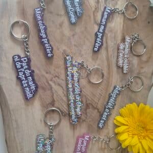 Porte-clés Paillette à message – Phrases Humour & Amour