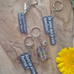 Porte-clés Paillette à message – Phrases Humour & Amour